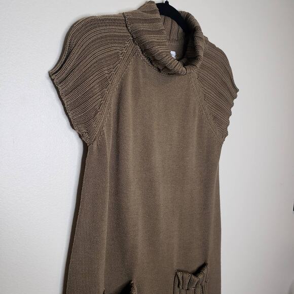 Calvin Klein| Olive Green Knit Turtle Neck Sweater Dress - Picture 3 of 7